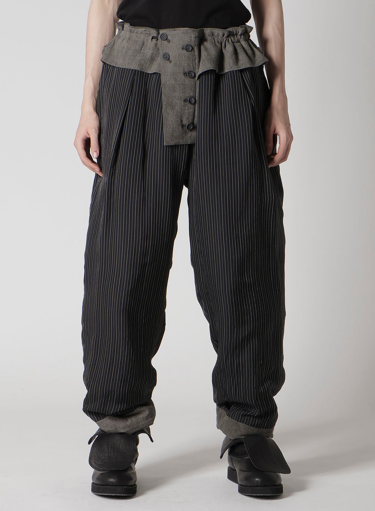 COTTON LINEN SHEETING HORIZONTAL PADDED PANTS