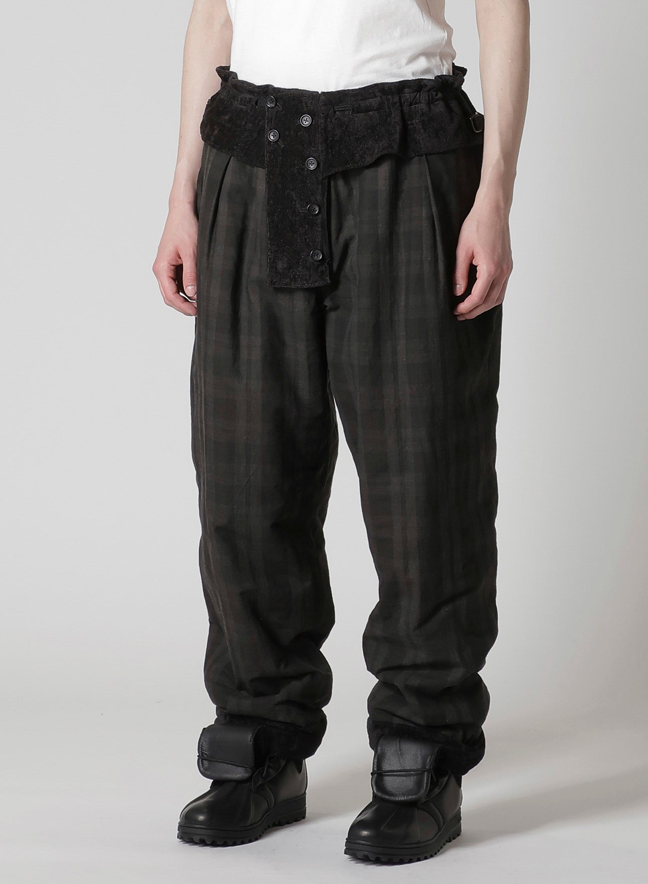 LINEN VELVET HORIZONTAL PADDED PANTS