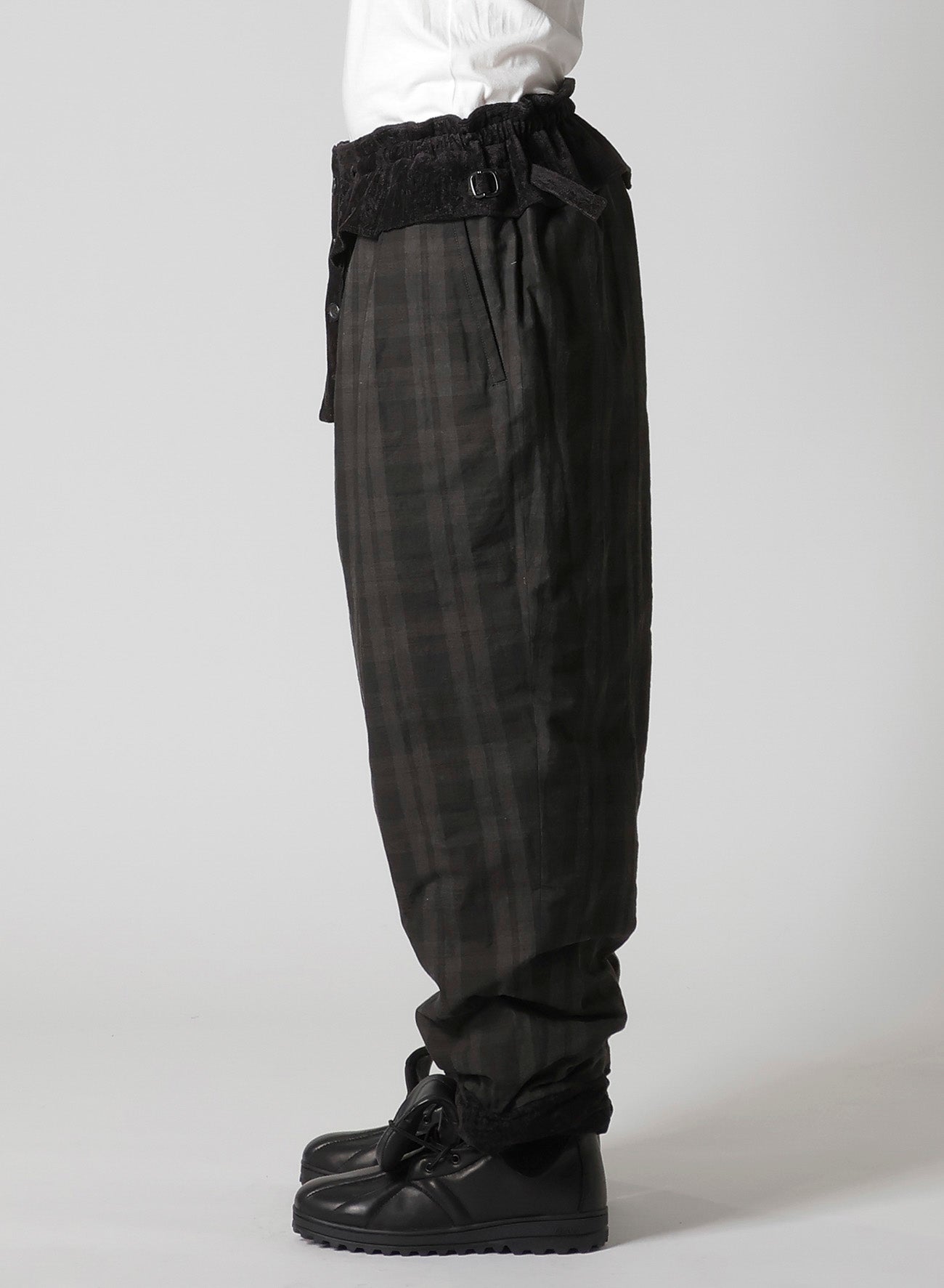 LINEN VELVET HORIZONTAL PADDED PANTS