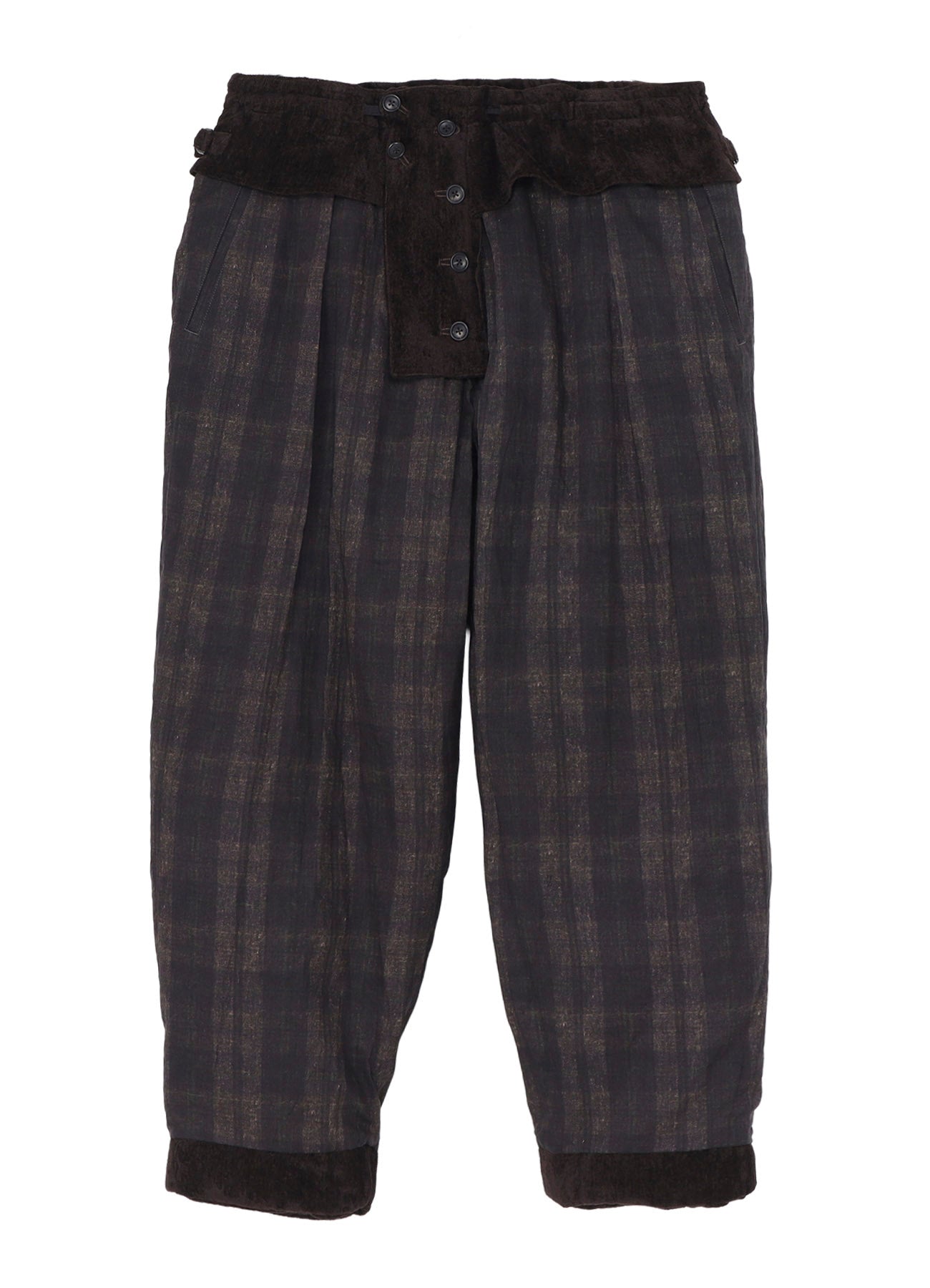 LINEN VELVET HORIZONTAL PADDED PANTS