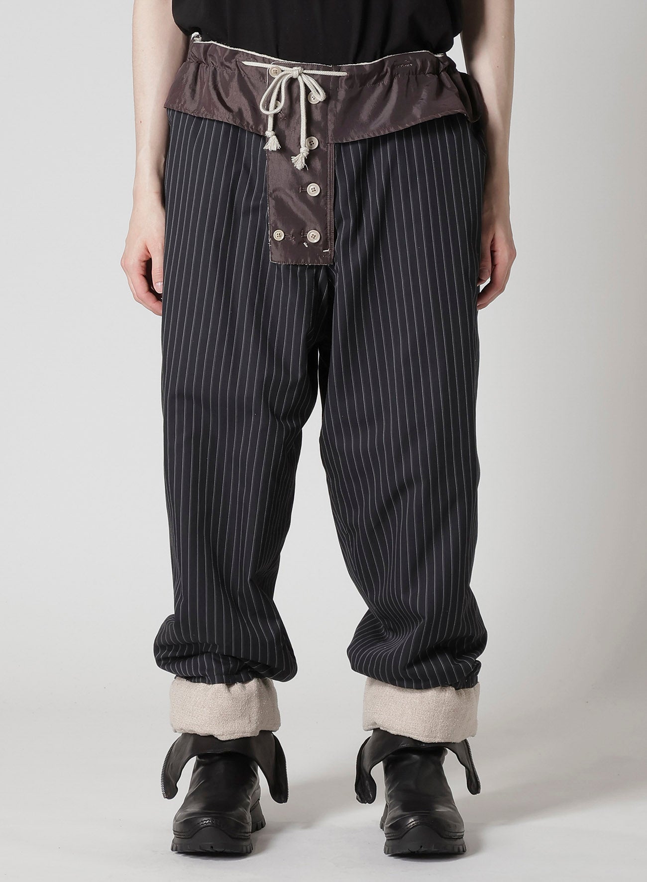 SILK LINEN TWEED GUSSET POCKET PADDED PANTS