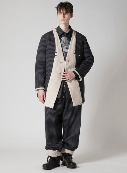 SILK LINEN TWEED GUSSET POCKET PADDED PANTS