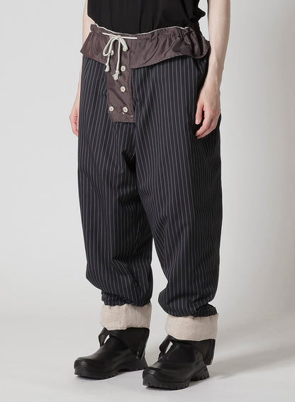 SILK LINEN TWEED GUSSET POCKET PADDED PANTS