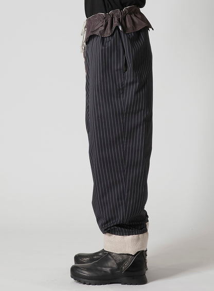 SILK LINEN TWEED GUSSET POCKET PADDED PANTS