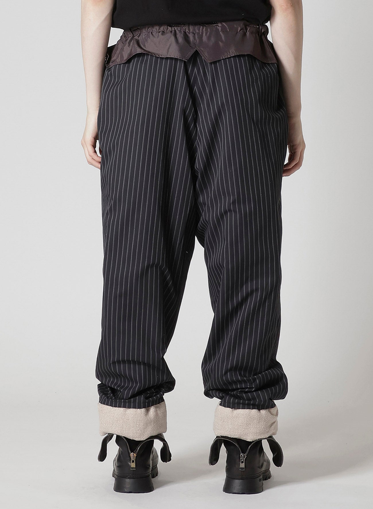 SILK LINEN TWEED GUSSET POCKET PADDED PANTS