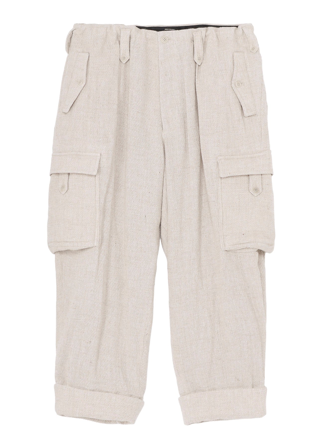 SILK LINEN TWEED GUSSET POCKET PADDED PANTS