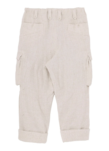 SILK LINEN TWEED GUSSET POCKET PADDED PANTS