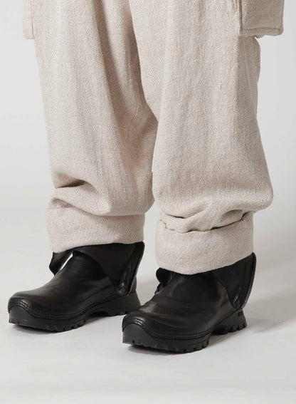 SILK LINEN TWEED GUSSET POCKET PADDED PANTS