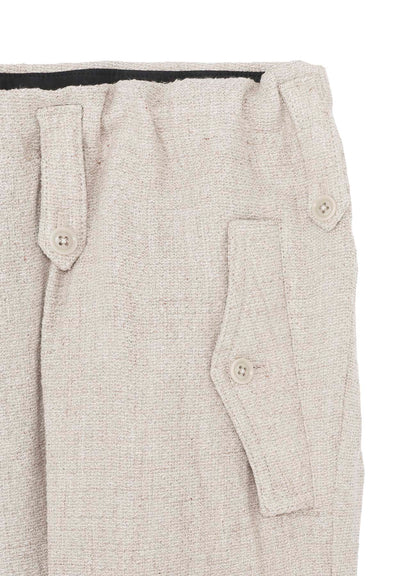 SILK LINEN TWEED GUSSET POCKET PADDED PANTS