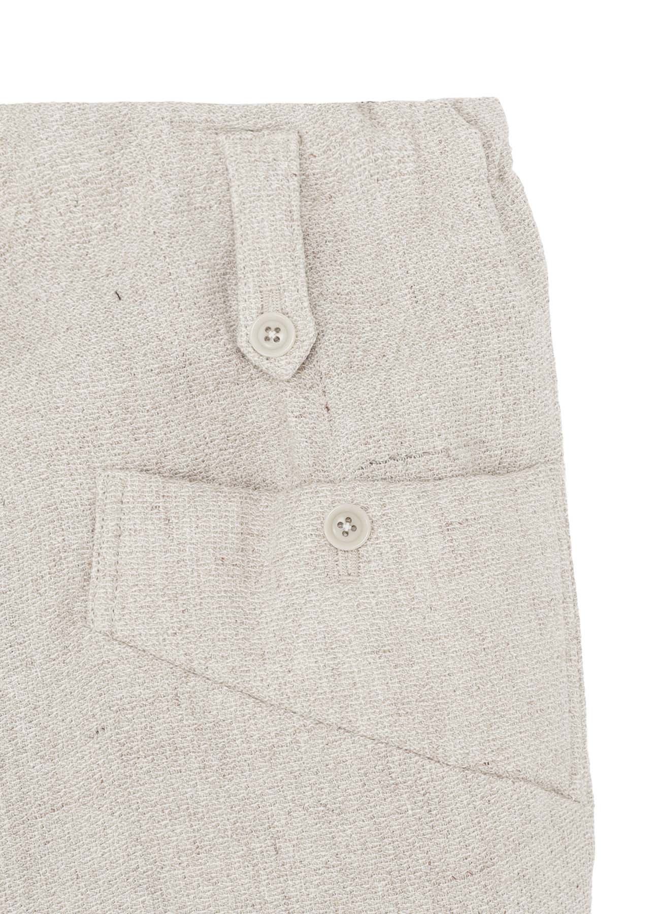 SILK LINEN TWEED GUSSET POCKET PADDED PANTS