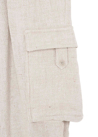 SILK LINEN TWEED GUSSET POCKET PADDED PANTS