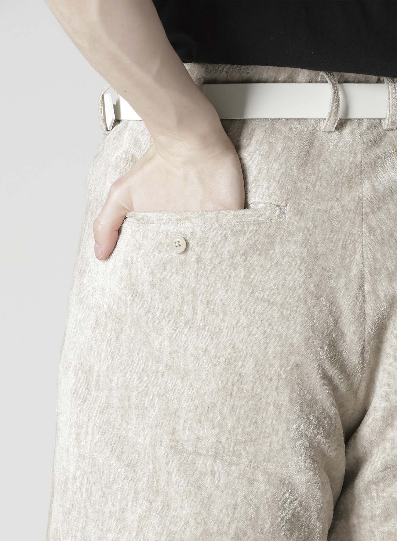RAW LINEN VELVET PADDED SHORT PANTS