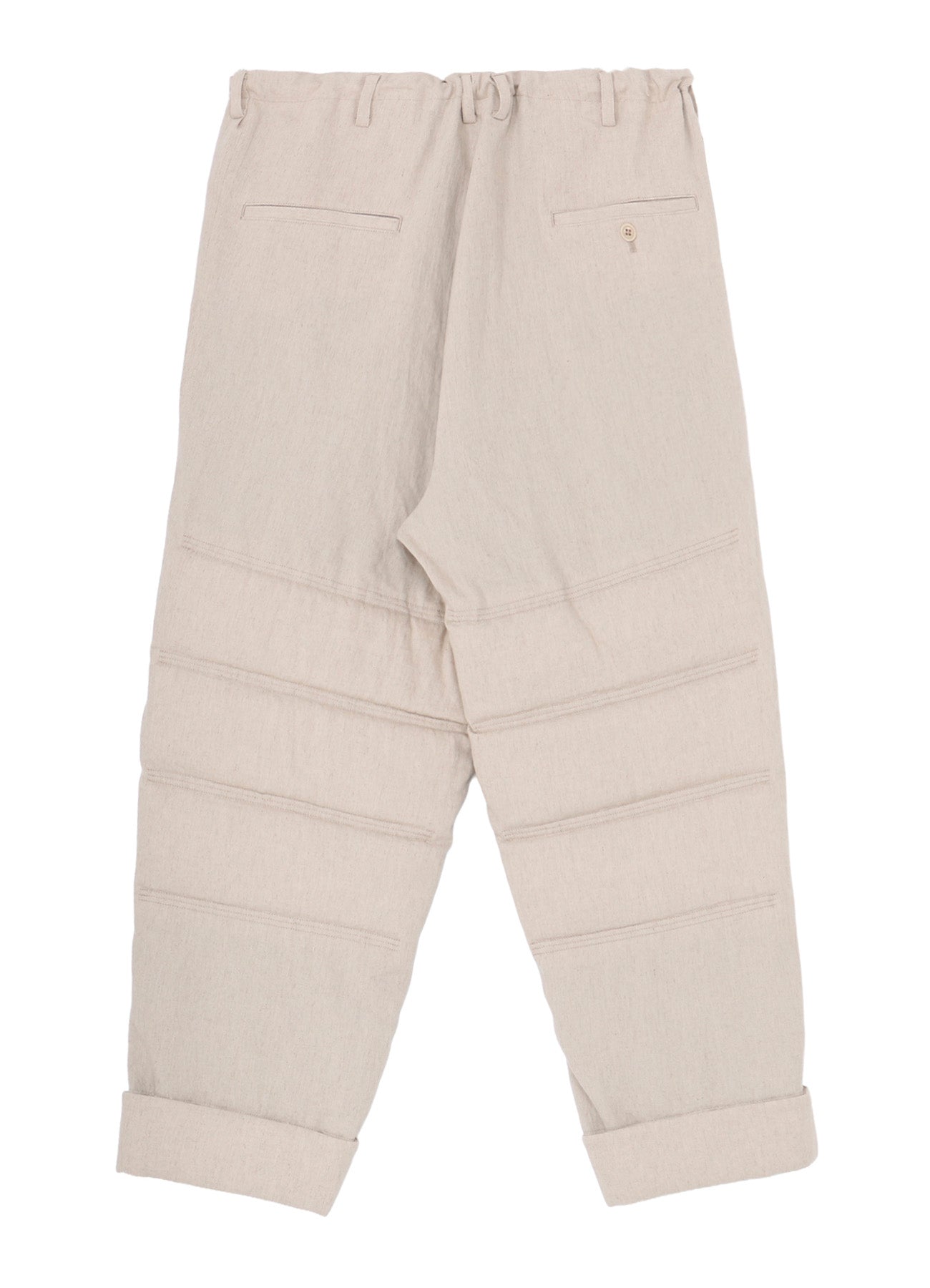 LINEN/COTTON PLAID HORIZONTAL PADDED PANTS
