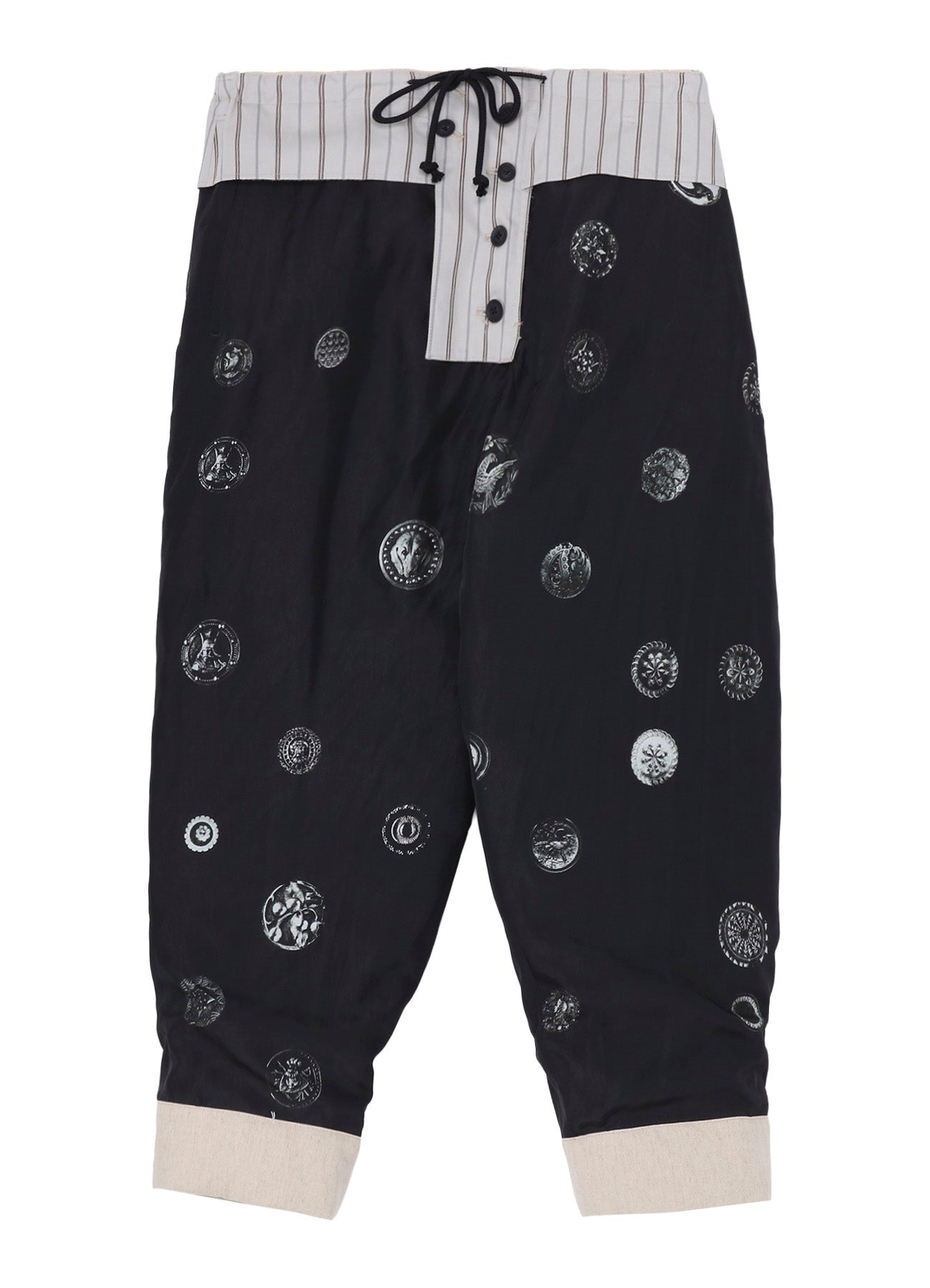 LINEN/COTTON PLAID HORIZONTAL PADDED PANTS