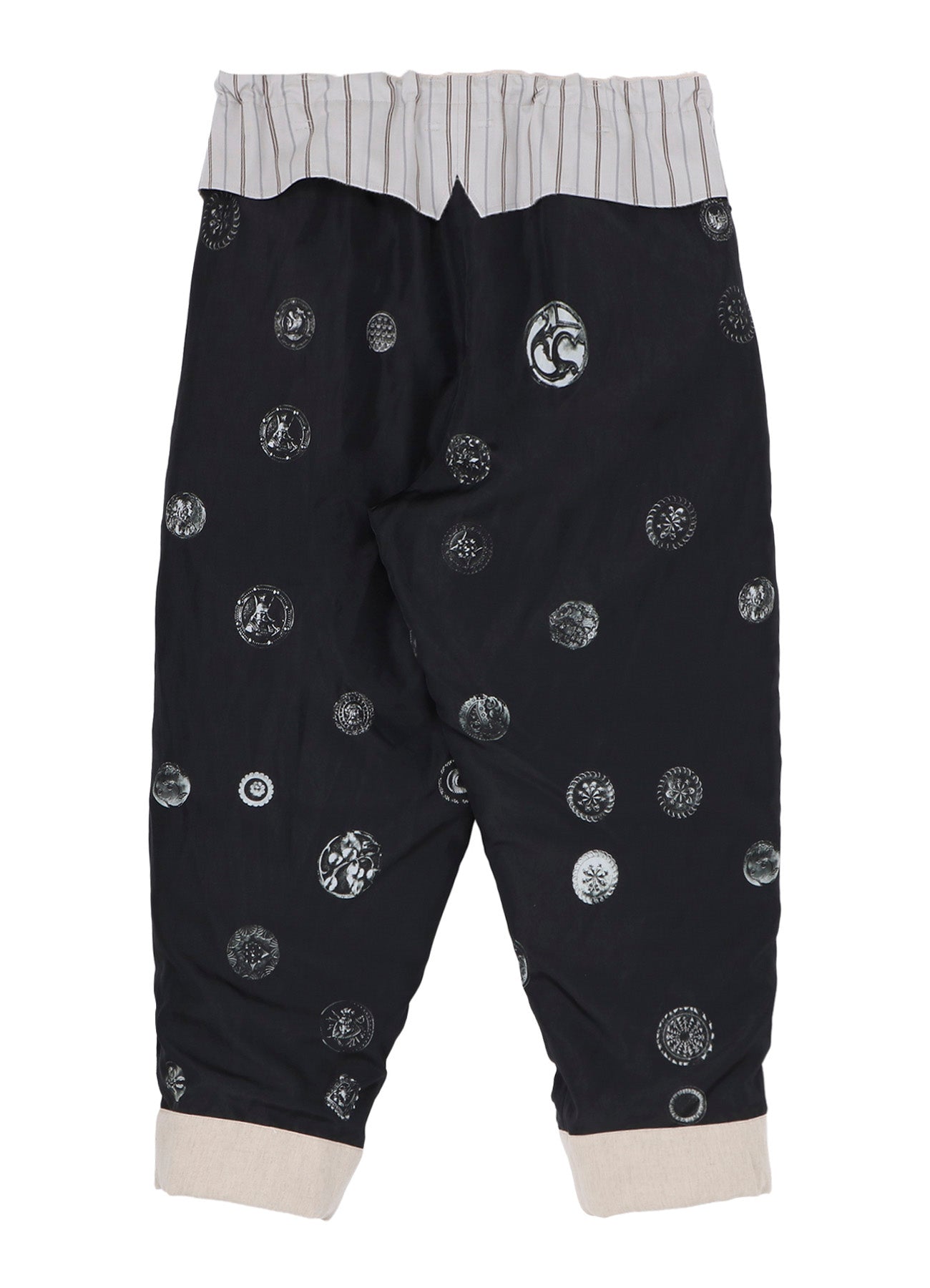 LINEN/COTTON PLAID HORIZONTAL PADDED PANTS