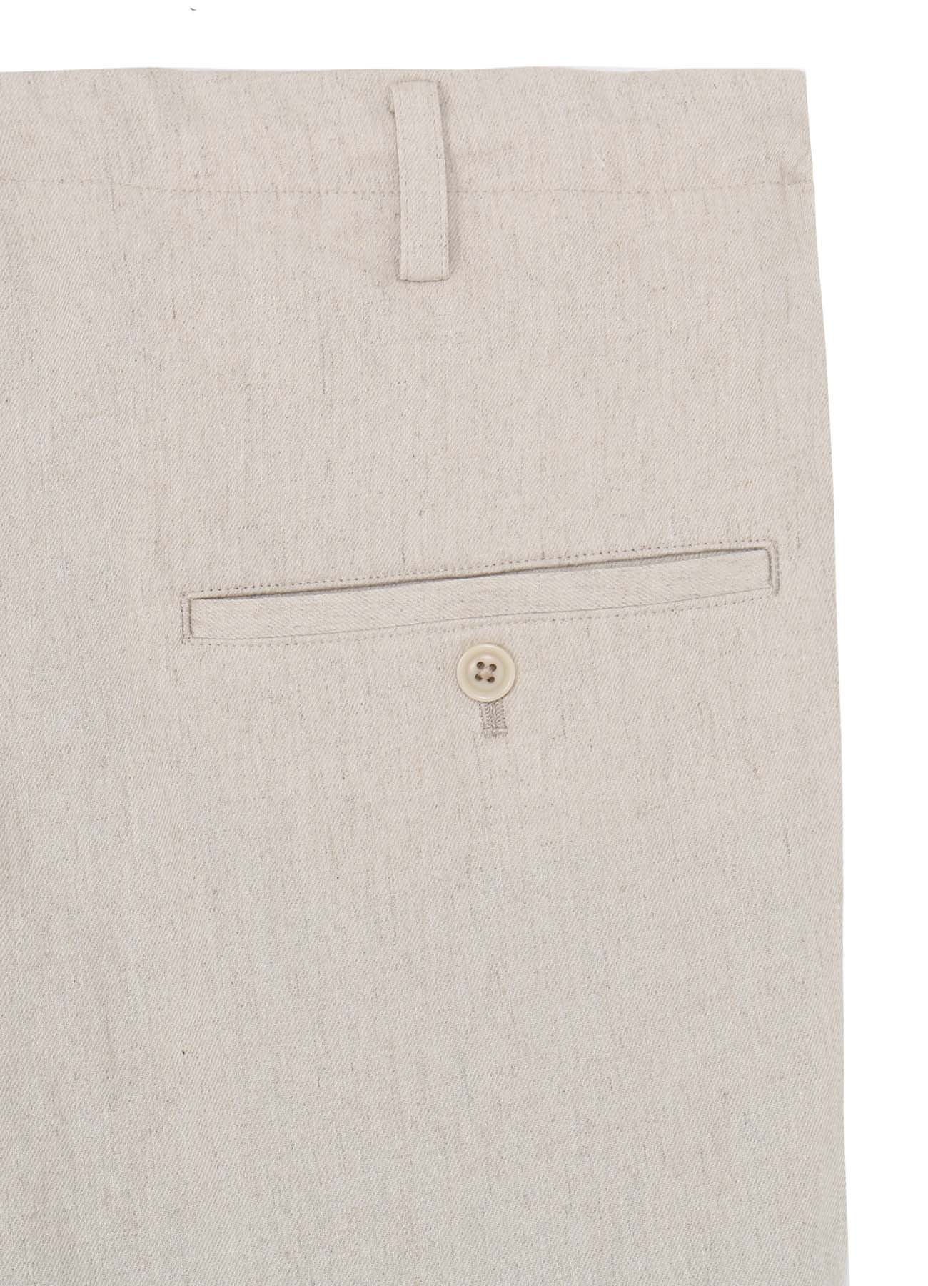 LINEN/COTTON PLAID HORIZONTAL PADDED PANTS