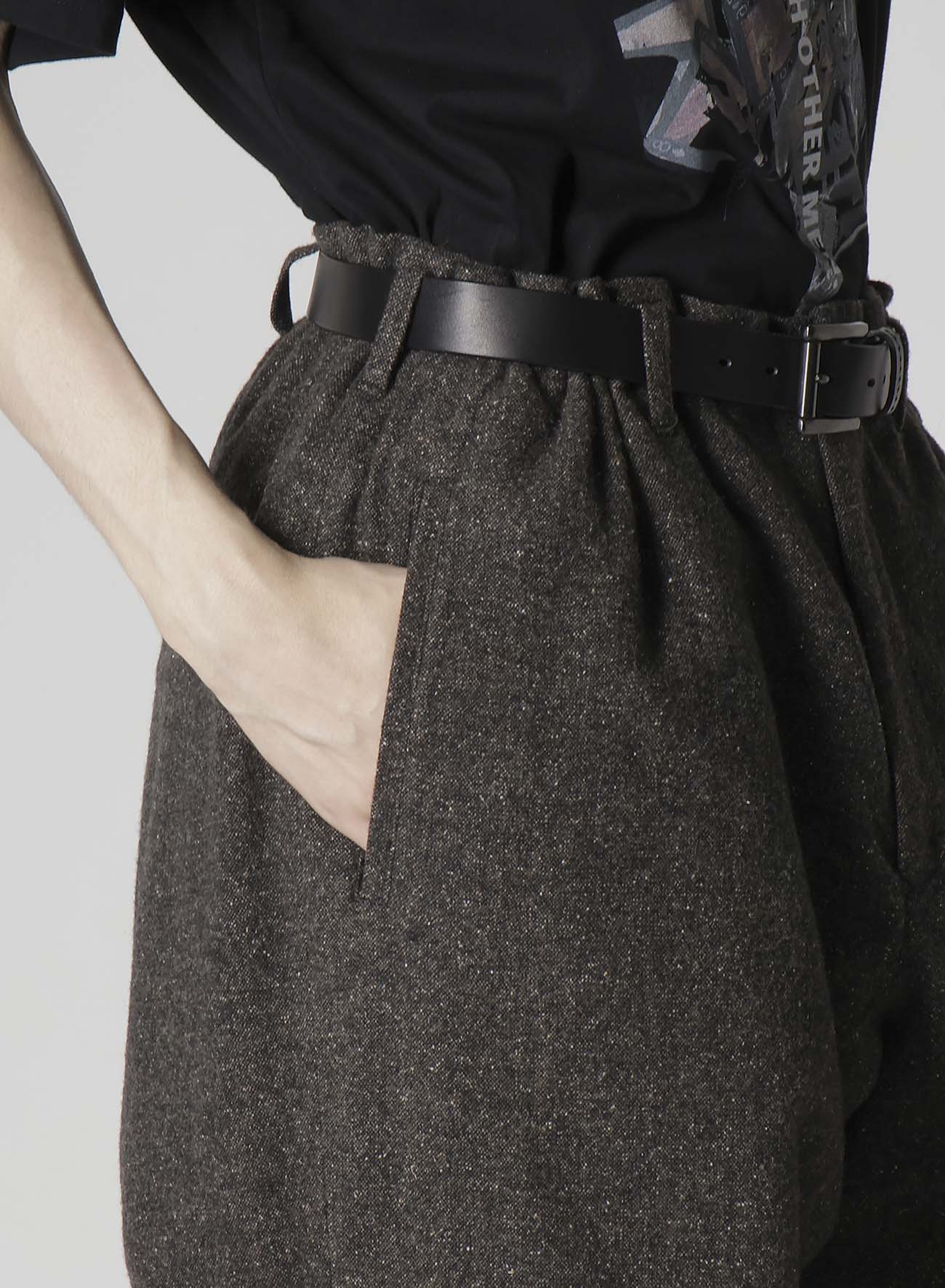 SILK NEP TWEED SIDE POCKET PANTS WITH LINER