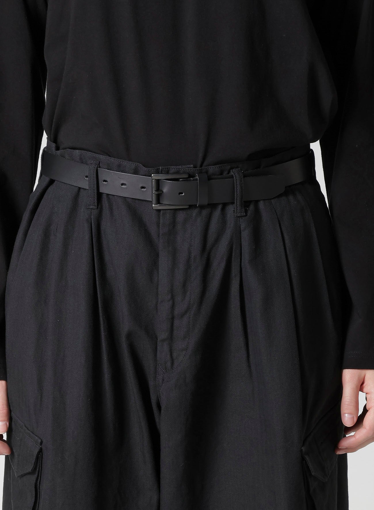 BLACK SCANDAL HERRINGBONE 12TUCK WORK PANTS