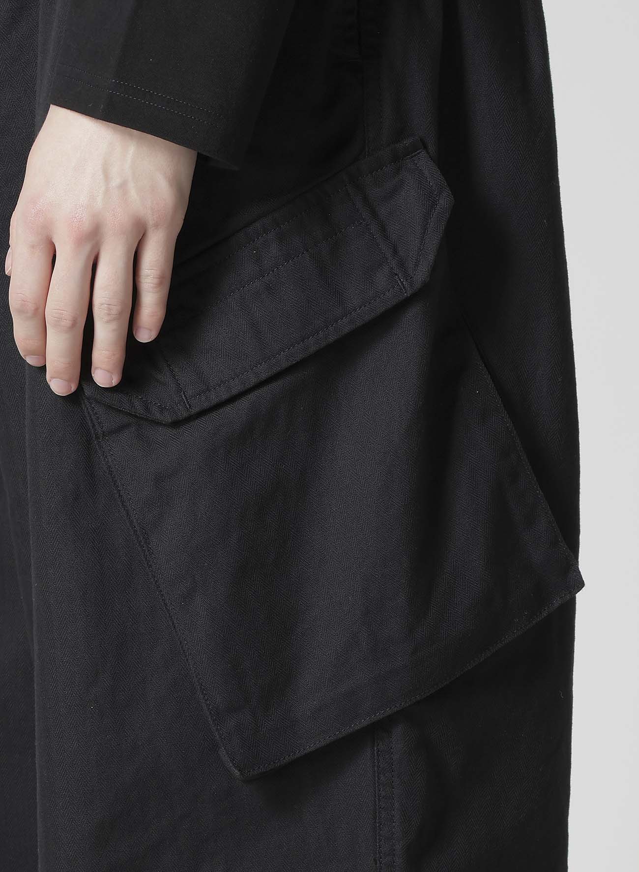 BLACK SCANDAL HERRINGBONE 12TUCK WORK PANTS