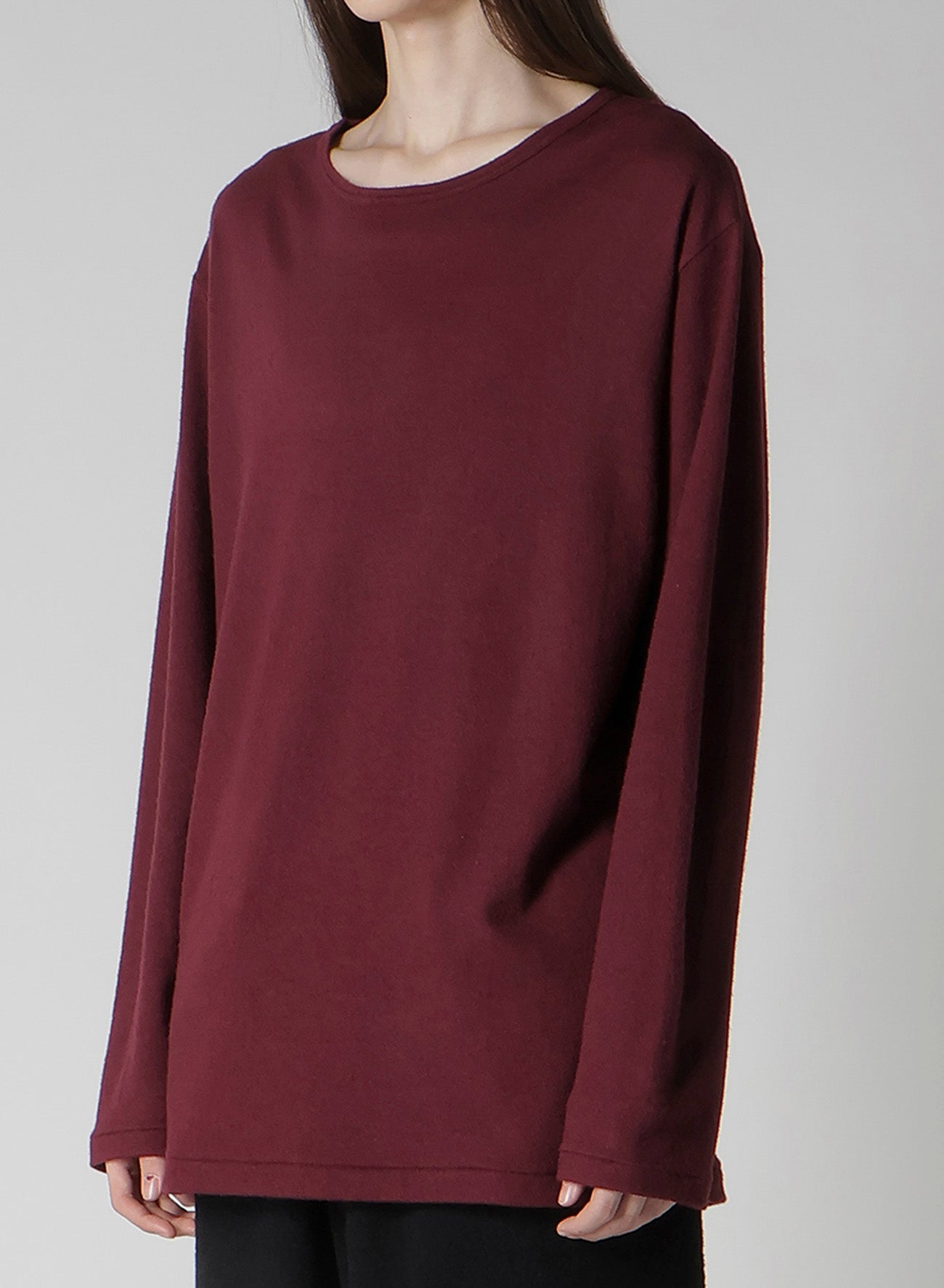 SUPER 120 WOOL SINGLE JERSEY ROUND NECK LS TEE