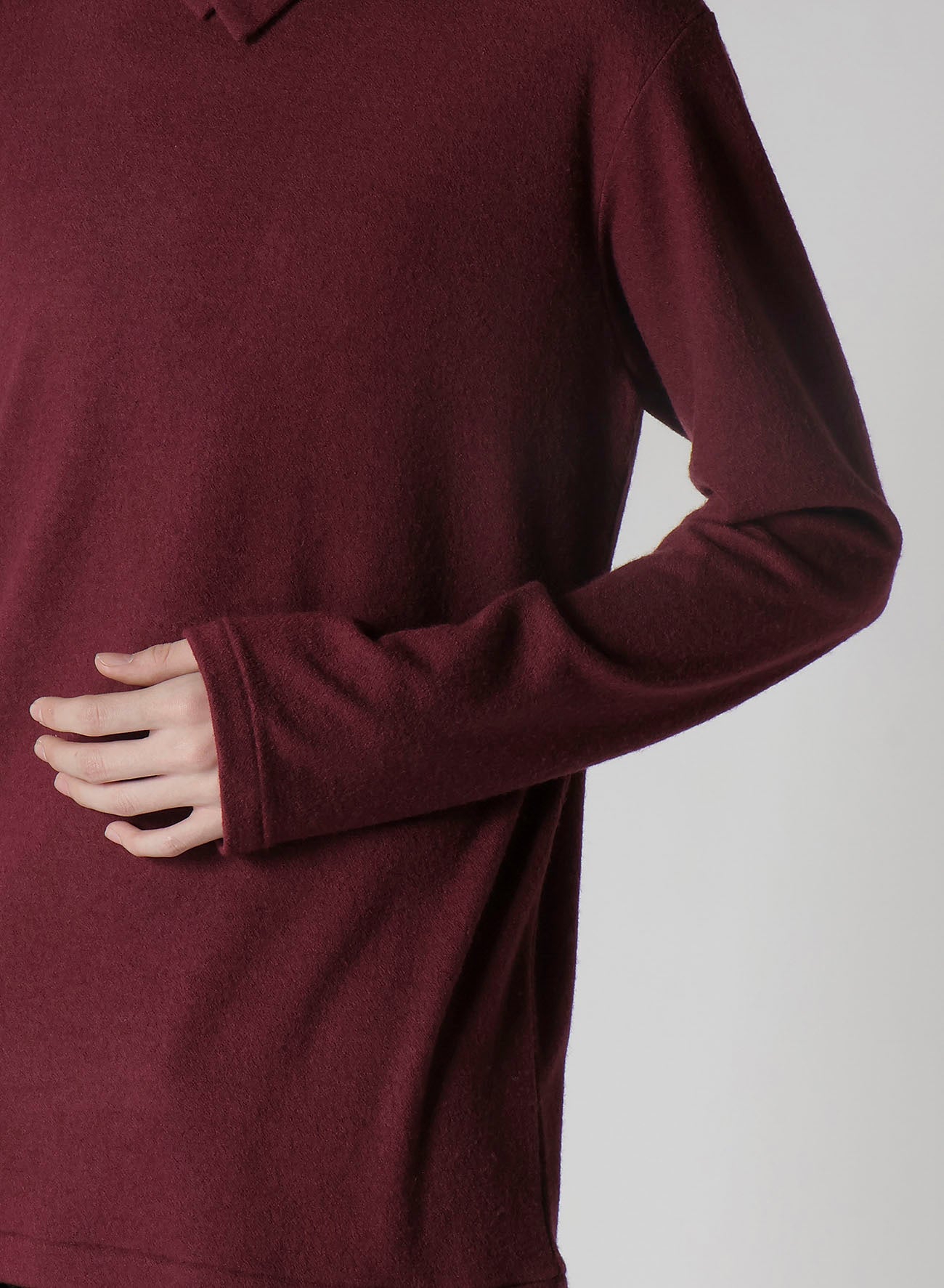 SUPER 120 WOOL SINGLE JERSEY LAYERED HIGK NECK TEE