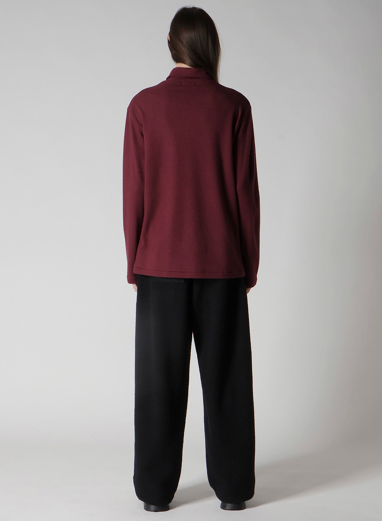 SUPER 120 WOOL SINGLE JERSEY LAYERED HIGK NECK TEE