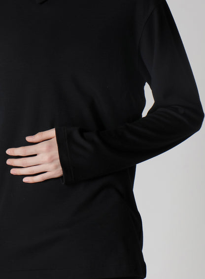 1/80 WASHABLE WOOL INTERLOCK LAYERED HIGK NECK T