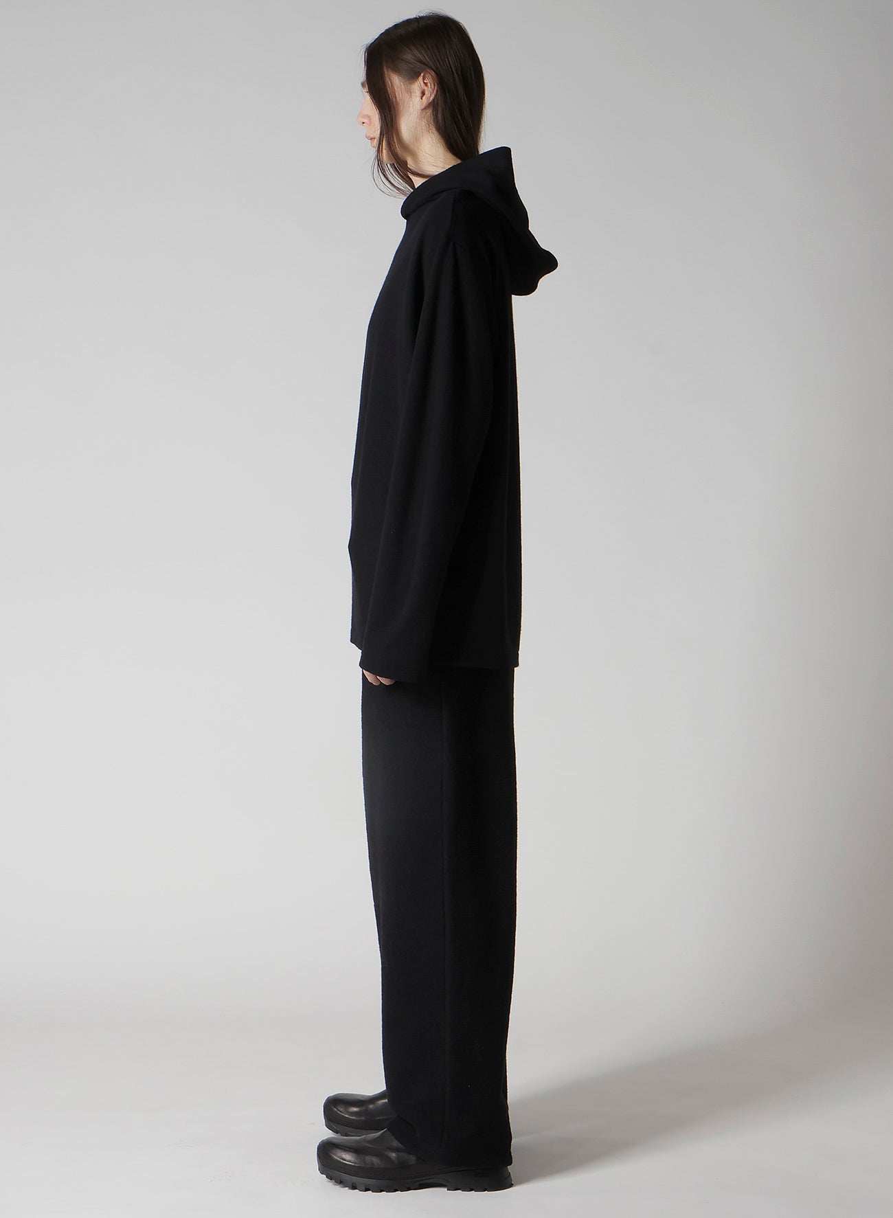 SUPER 120 WOOL SINGLE JERSEY HOODED LS TEE