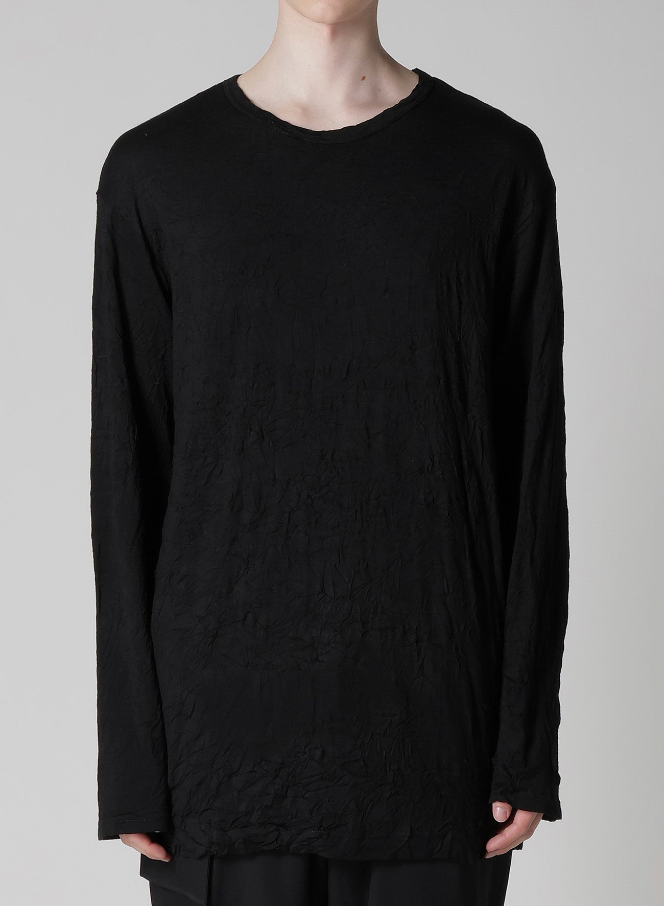 WASHABLE WOOL JERSEY ROUND NECK LONG SLV T