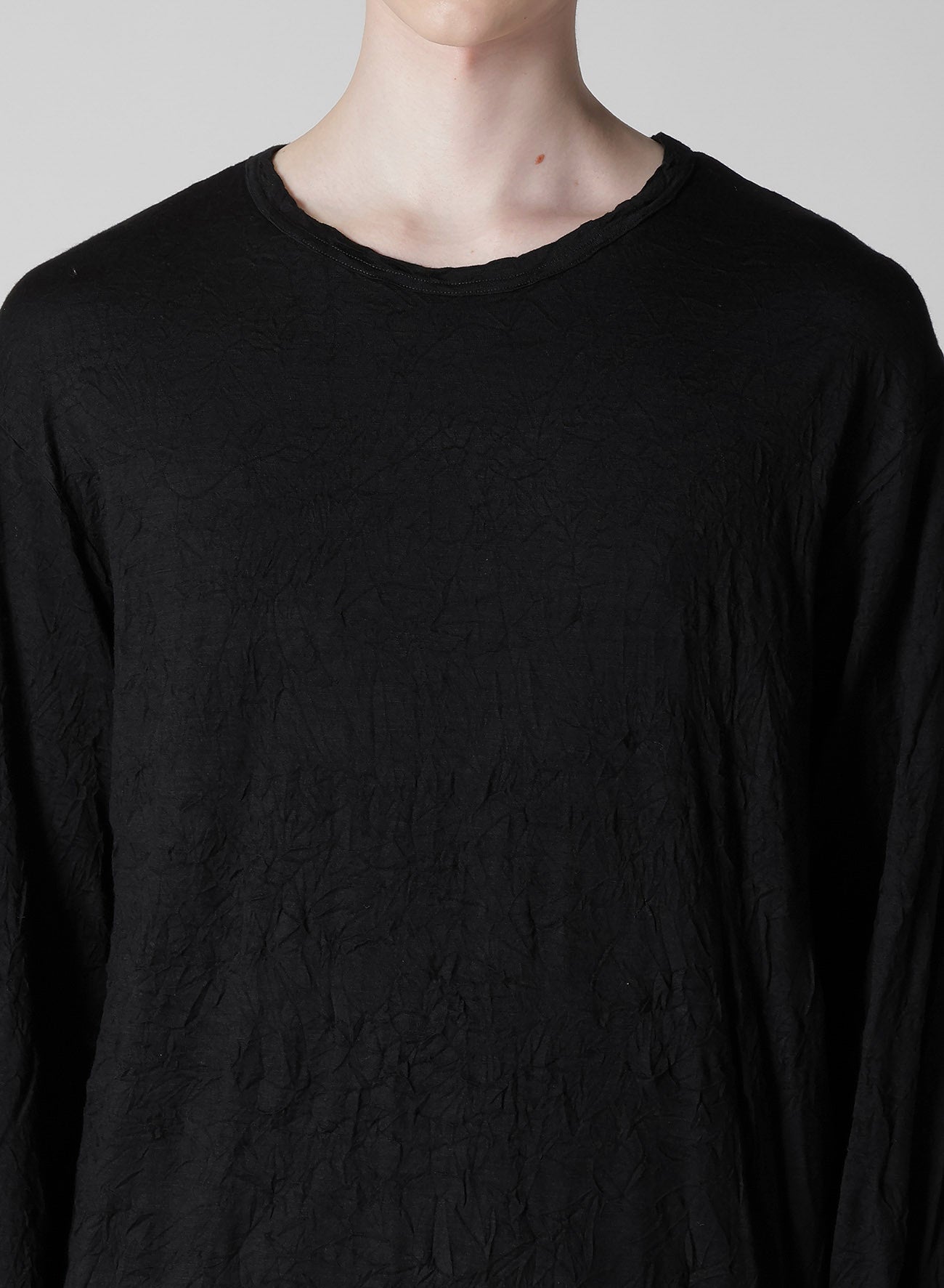 WASHABLE WOOL JERSEY ROUND NECK LONG SLV T