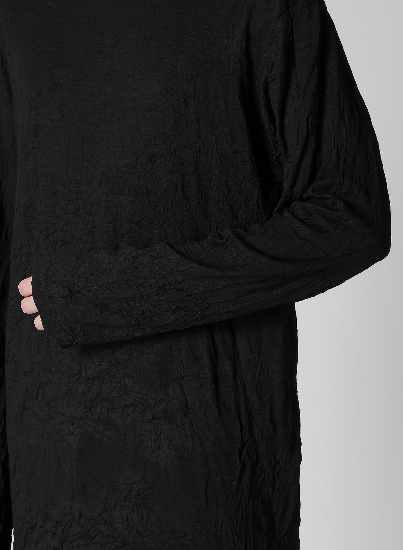 WASHABLE WOOL JERSEY ROUND NECK LONG SLV T
