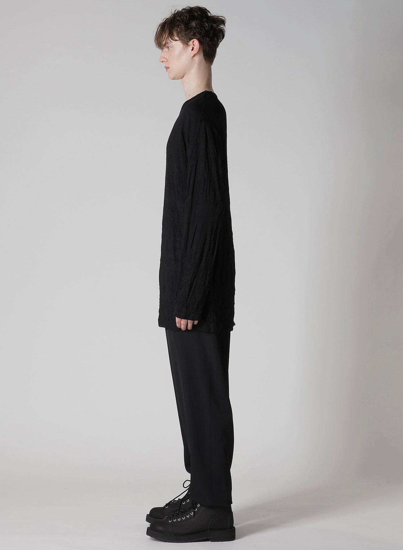 WASHABLE WOOL JERSEY ROUND NECK LONG SLV T