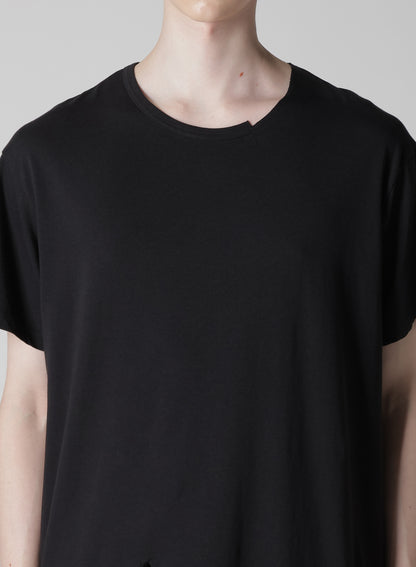 WOOL MIX SINGLE JERSEY SLIT ROUND NECK T