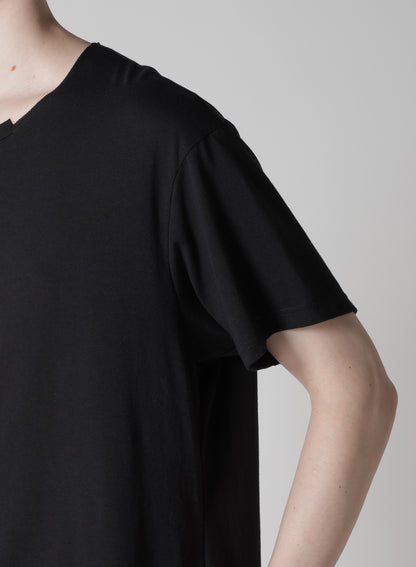 WOOL MIX SINGLE JERSEY SLIT ROUND NECK T