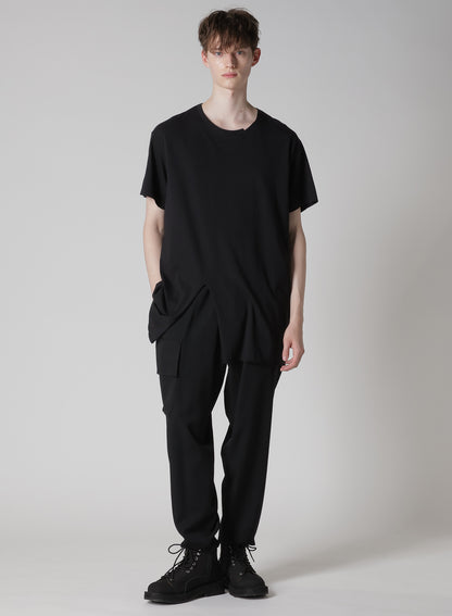 WOOL MIX SINGLE JERSEY SLIT ROUND NECK T