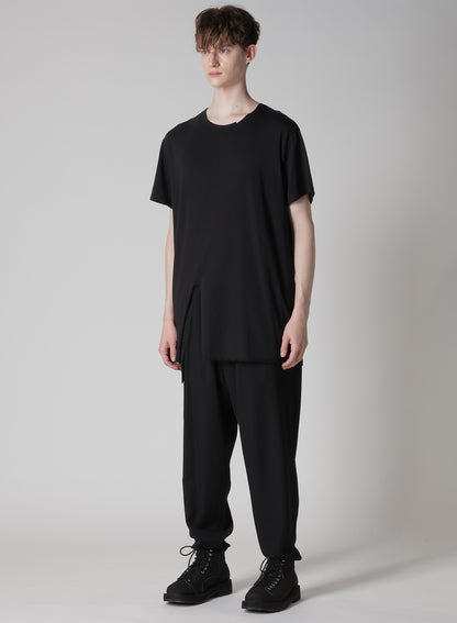 WOOL MIX SINGLE JERSEY SLIT ROUND NECK T