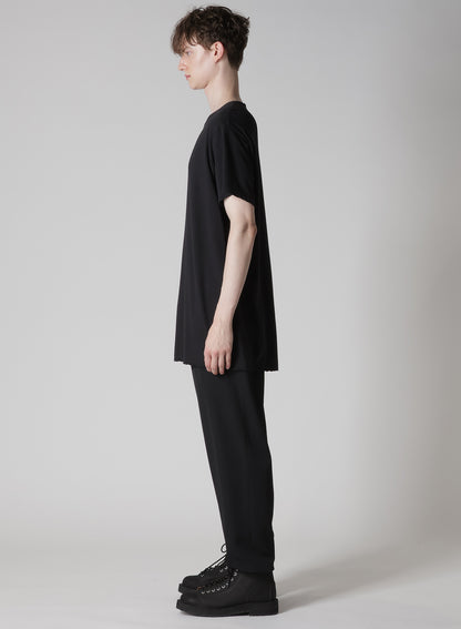 WOOL MIX SINGLE JERSEY SLIT ROUND NECK T