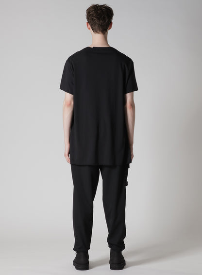 WOOL MIX SINGLE JERSEY SLIT ROUND NECK T