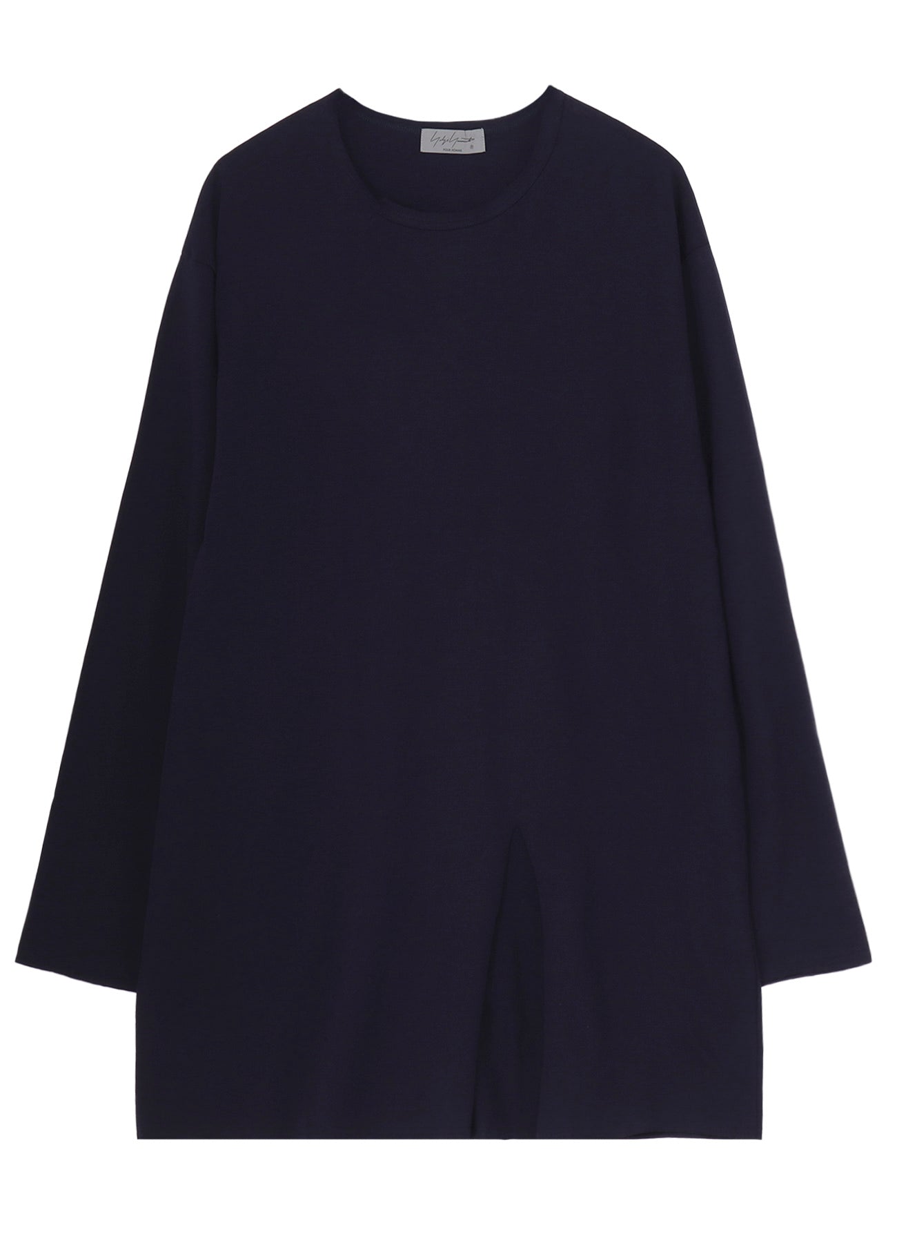 WOOL MIX SINGLE JERSEY SLIT ROUND NECK T