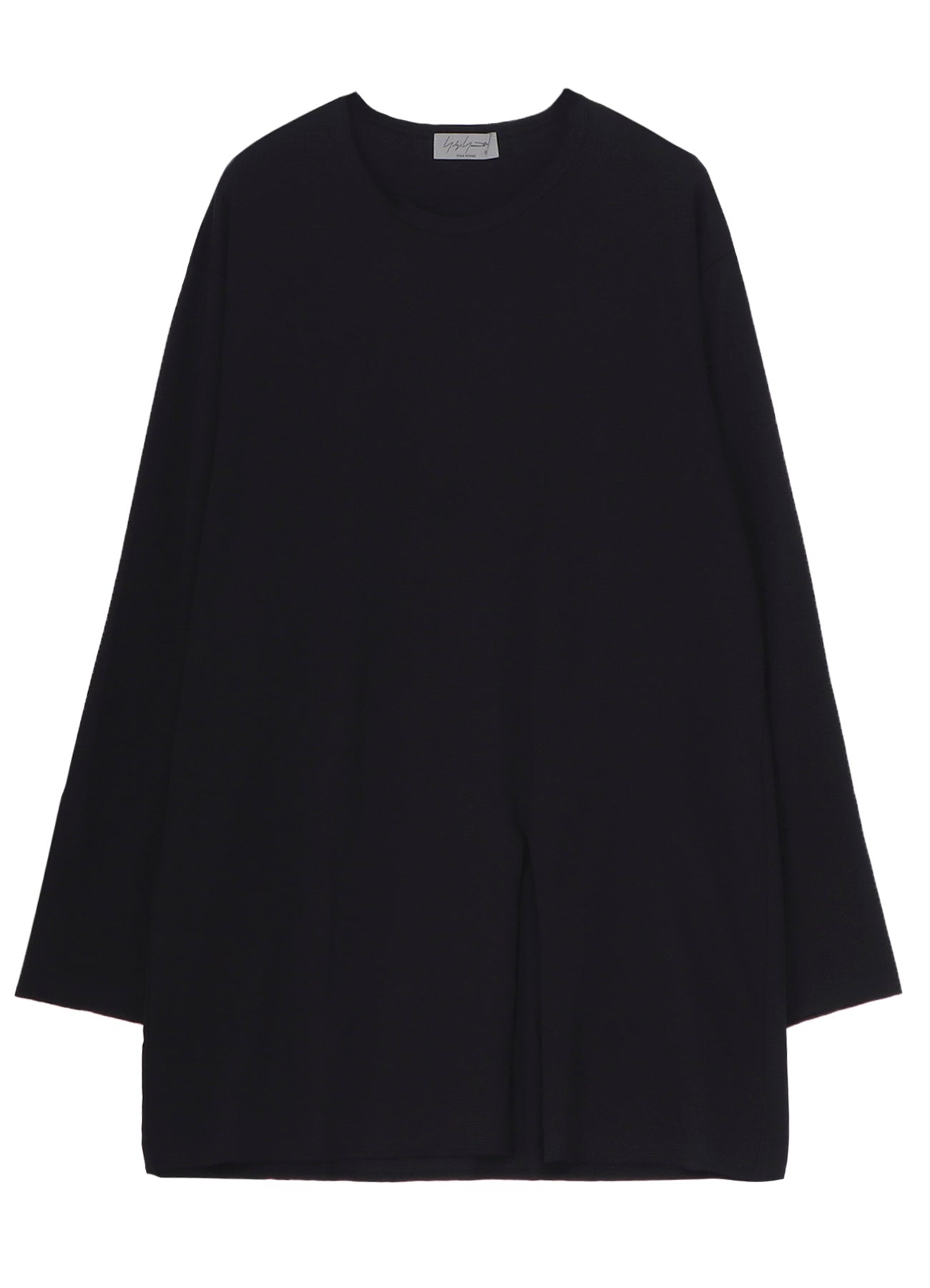 WOOL MIX SINGLE JERSEY SLIT ROUND NECK T