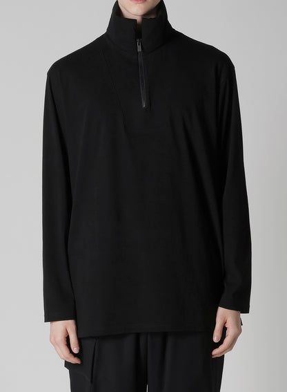 30/-COTTON SINGLE JERSEY PADDED COLLAR HALF ZIP LONG S