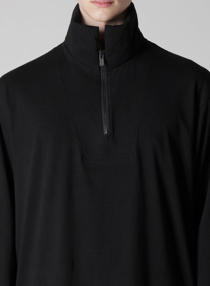 30/-COTTON SINGLE JERSEY PADDED COLLAR HALF ZIP LONG S