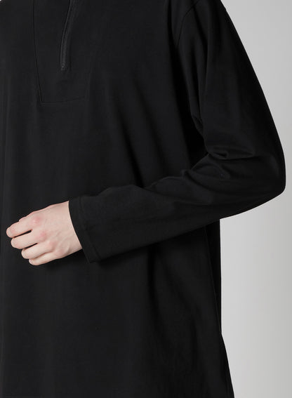 30/-COTTON SINGLE JERSEY PADDED COLLAR HALF ZIP LONG S