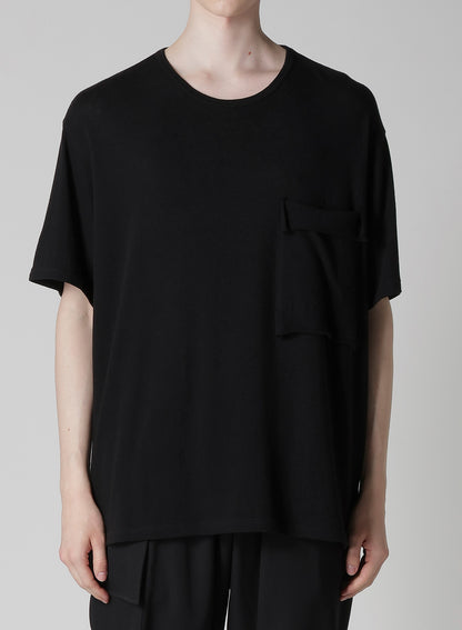 COTTON ANGORA PLATING JERSEY CHEST PKT SHORT SLV T