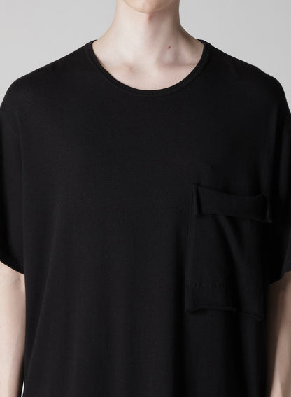 COTTON ANGORA PLATING JERSEY CHEST PKT SHORT SLV T