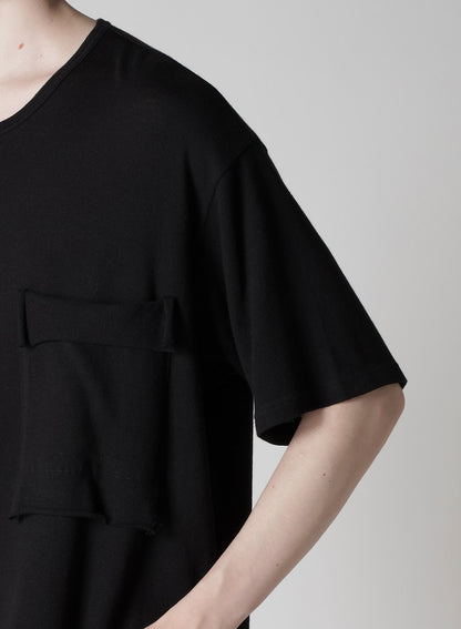 COTTON ANGORA PLATING JERSEY CHEST PKT SHORT SLV T