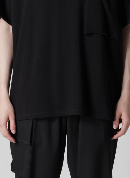 COTTON ANGORA PLATING JERSEY CHEST PKT SHORT SLV T