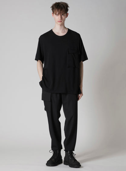 COTTON ANGORA PLATING JERSEY CHEST PKT SHORT SLV T