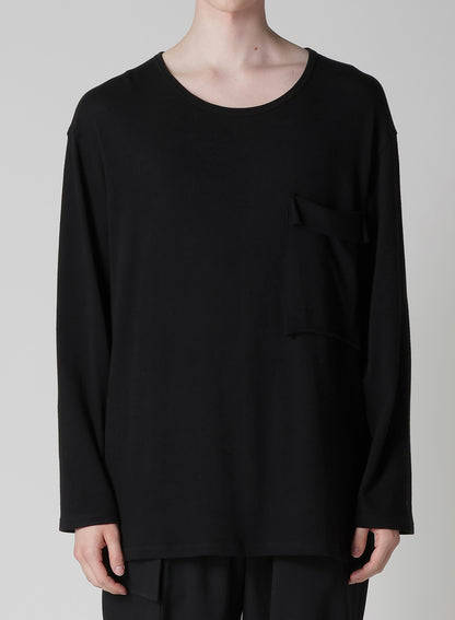 COTTON ANGORA PLATING JERSEY CHEST PKT LONG SLV T