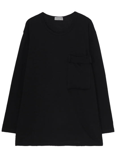 COTTON ANGORA PLATING JERSEY CHEST PKT LONG SLV T